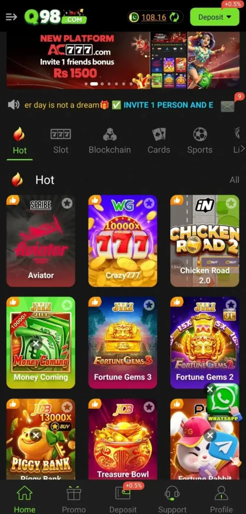 Q98 Game APK Download Latest Version Platform In Pakistan 2 Q98 game homepage